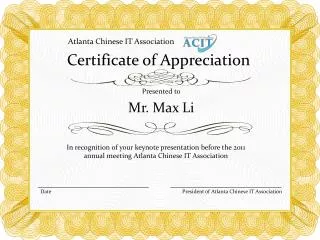 Certificate of Appreciation