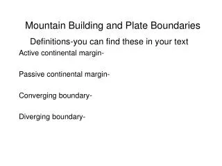 Mountain Building and Plate Boundaries