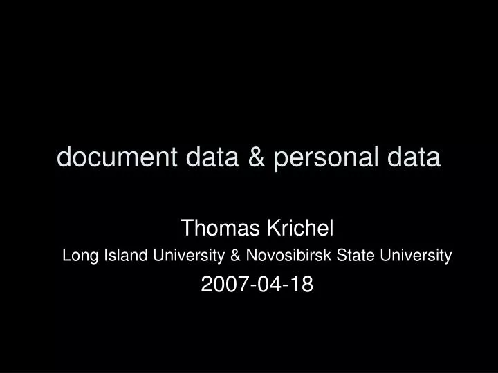 thomas krichel long island university novosibirsk state university 2007 04 18