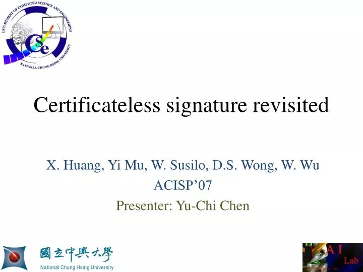 certificateless signature revisited