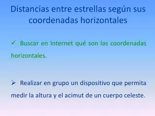 distancias entre estrellas seg n sus coordenadas horizontales