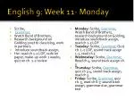 English 9: Week 11 Overview - Activities and Assignments - slide 1