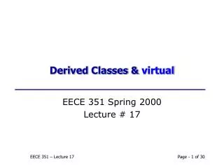 Derived Classes &amp; virtual