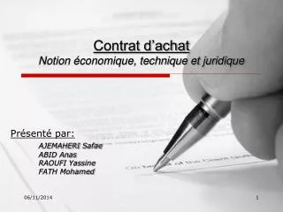 contrat d achat notion conomique technique et juridique
