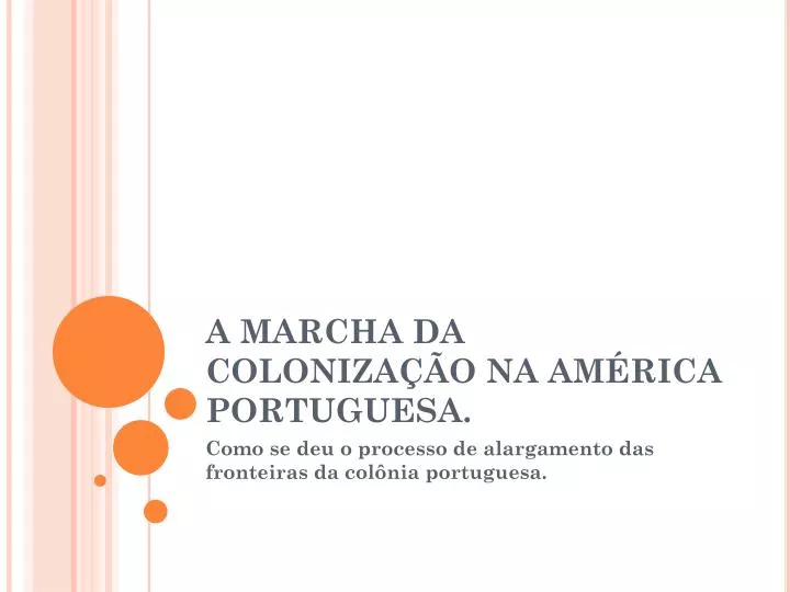 a marcha da coloniza o na am rica portuguesa