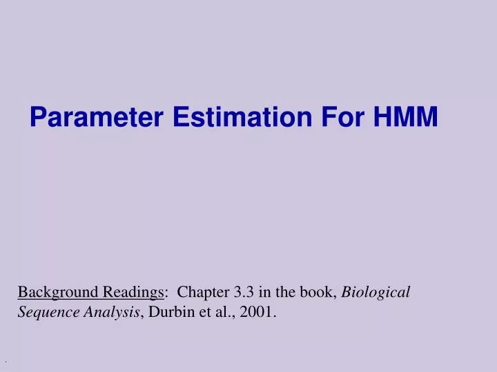 parameter estimation for hmm