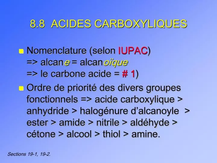 8 8 acides carboxyliques