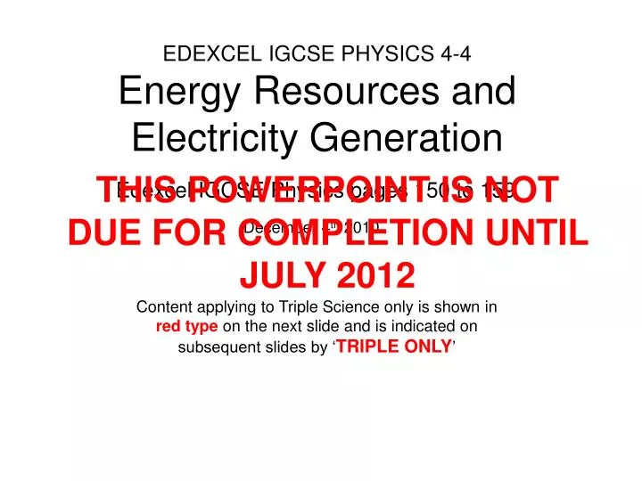 edexcel igcse physics 4 4 energy resources and electricity generation