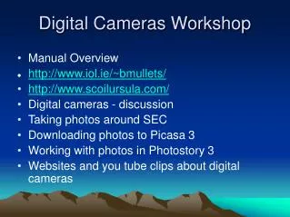 Digital Cameras Workshop