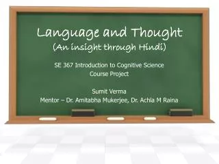 Language and Thought (An insight through Hindi)