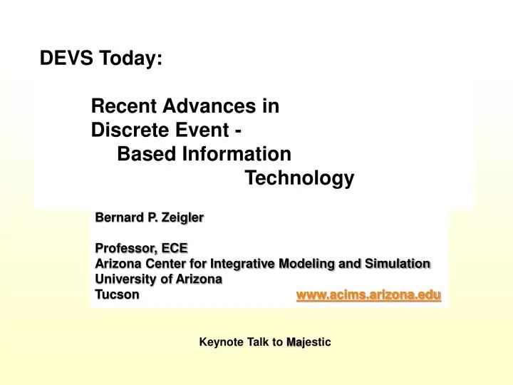 devs today recent advances in discrete event based information technology