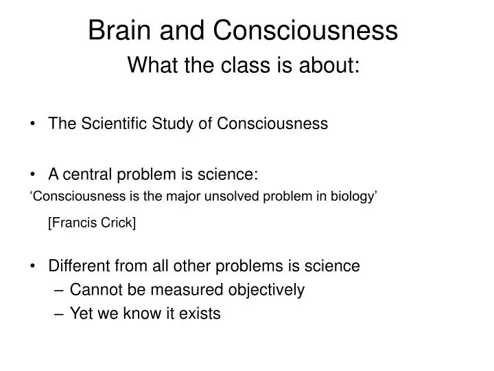 brain and consciousness what the class is about