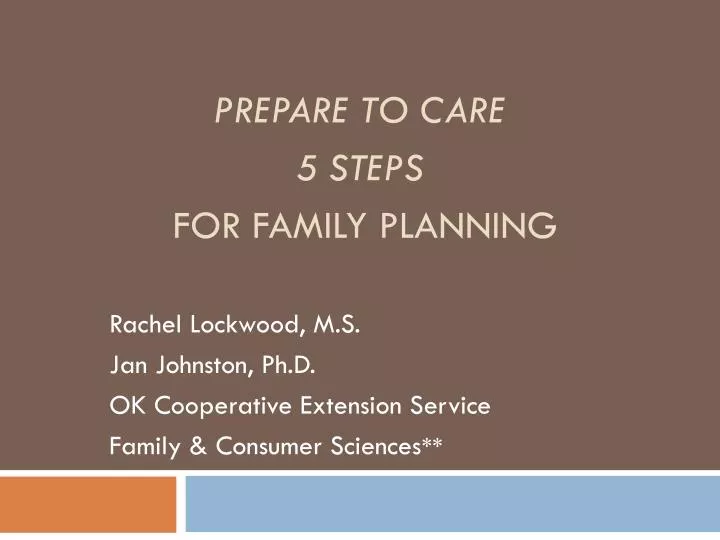 prepare to care 5 steps for family planning