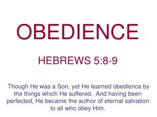 OBEDIENCE HEBREWS 5:8-9