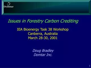 Issues in Forestry Carbon Trading