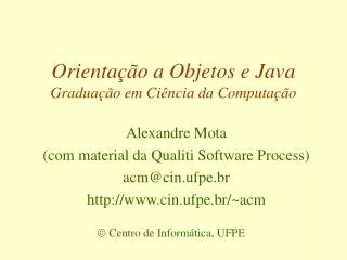 orienta o a objetos e java gradua o em ci ncia da computa o