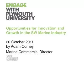 Opportunities for Innovation and Growth in the SW Marine Industry