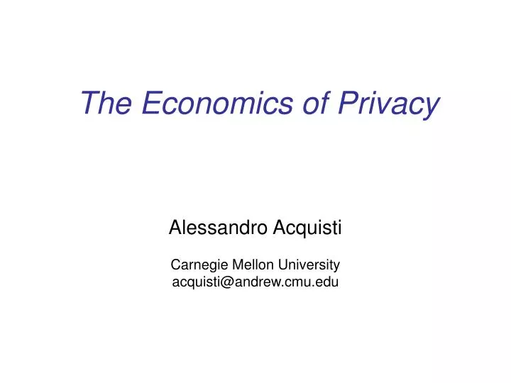 the economics of privacy