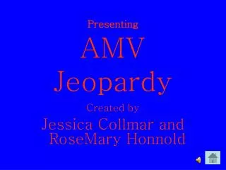 Presenting AMV Jeopardy Created by Jessica Collmar and RoseMary Honnold