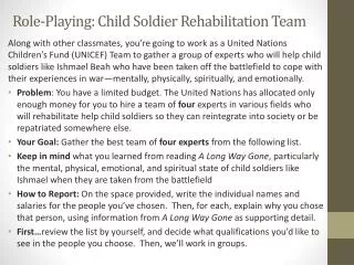 Role-Playing: Child Soldier Rehabilitation Team