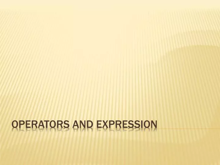 operators and expression