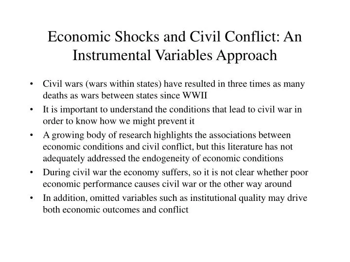 economic shocks and civil conflict an instrumental variables approach