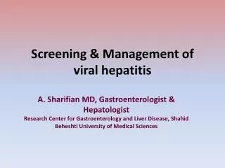 Screening &amp; Management of viral hepatitis