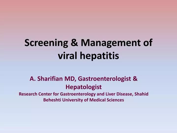 screening management of viral hepatitis