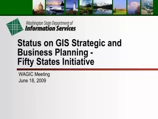 Status on GIS Strategic and Business Planning - Fifty States Initiative