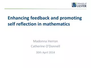 Enhancing feedback and promoting self reflection in mathematics