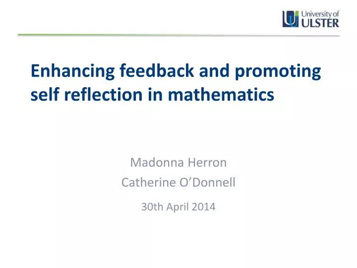 enhancing feedback and promoting self reflection in mathematics