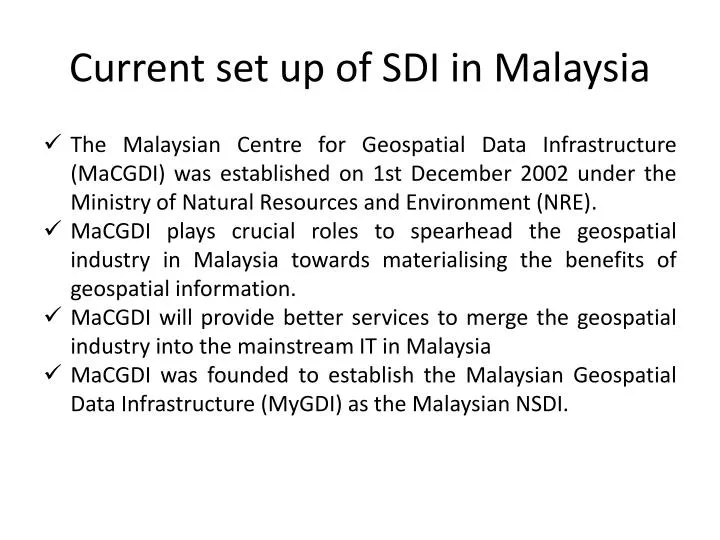 current set up of sdi in malaysia