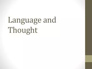 Language and Thought