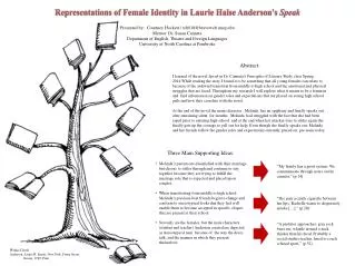 Representations of Female Identity in Laurie Halse Anderson's Speak