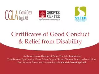 Certificates of Good Conduct &amp; Relief from Disability
