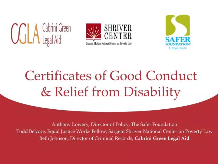 certificates of good conduct relief from disability