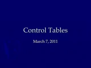 Control Tables