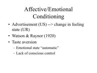Affective/Emotional Conditioning