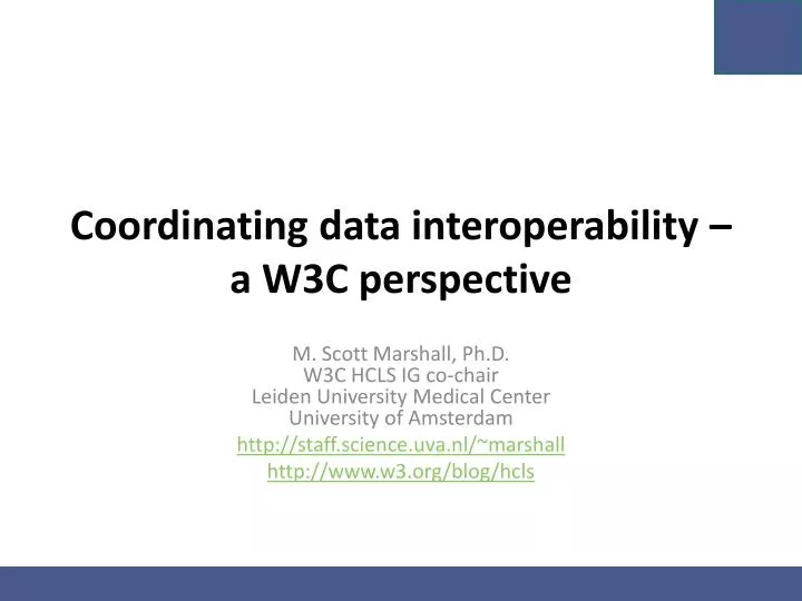 coordinating data interoperability a w3c perspective