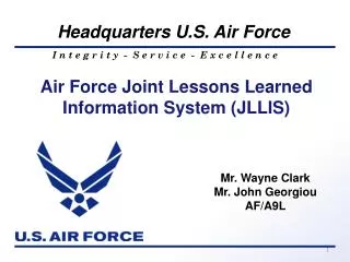 Air Force Joint Lessons Learned Information System (JLLIS)