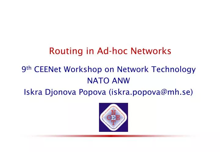 routing in ad hoc networks