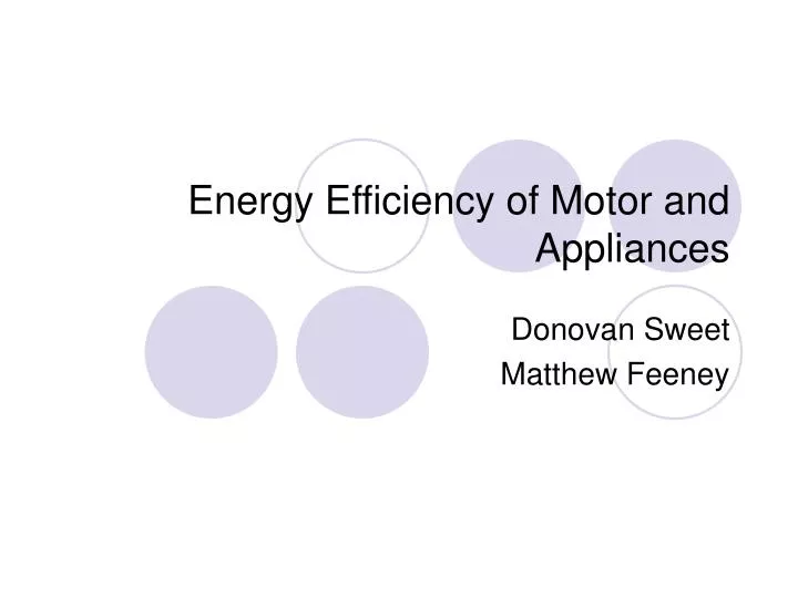 energy efficiency of motor and appliances