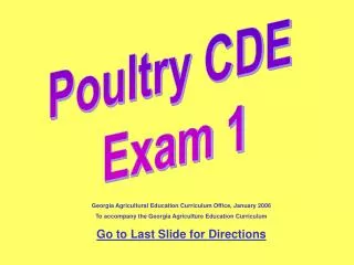 Poultry CDE Exam 1