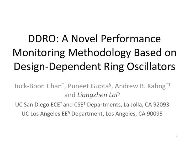 ddro a novel performance monitoring methodology based on design dependent ring oscillators