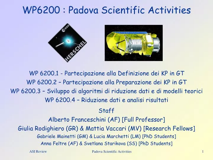 wp6200 padova scientific activities