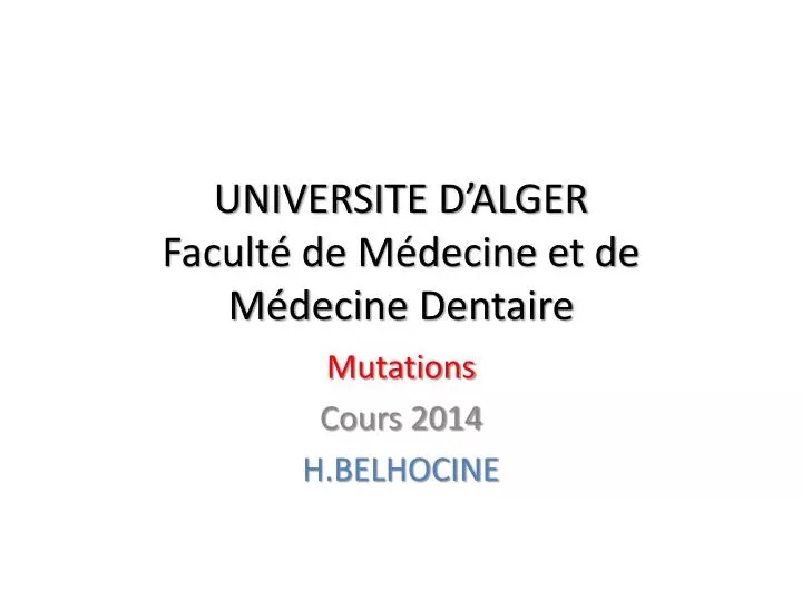 universite d alger facult de m decine et de m decine dentaire