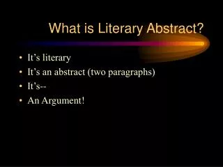 What is Literary Abstract?