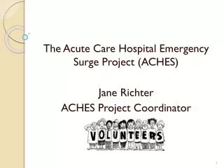 The Acute Care Hospital Emergency Surge Project (ACHES) Jane Richter ACHES Project Coordinator
