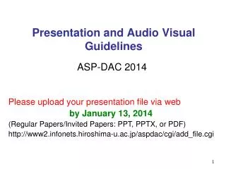 Presentation and Audio Visual Guidelines