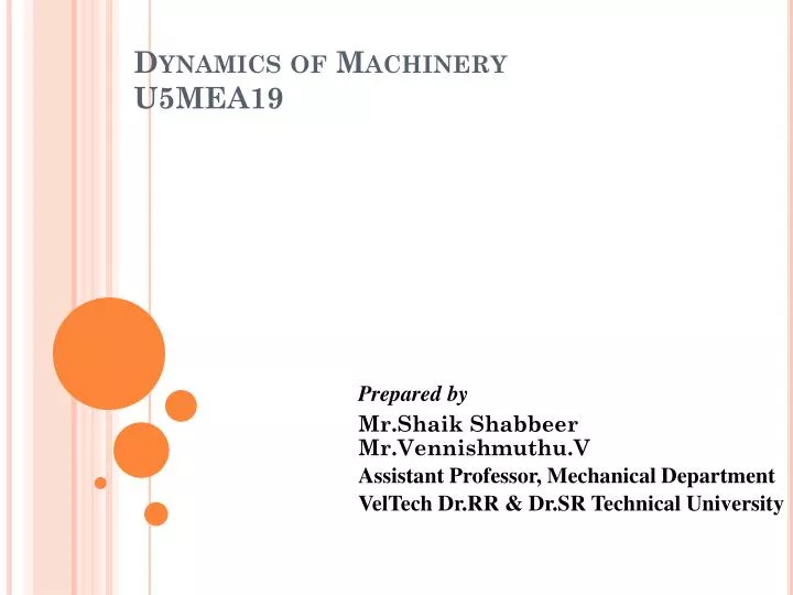 dynamics of machinery u5mea19